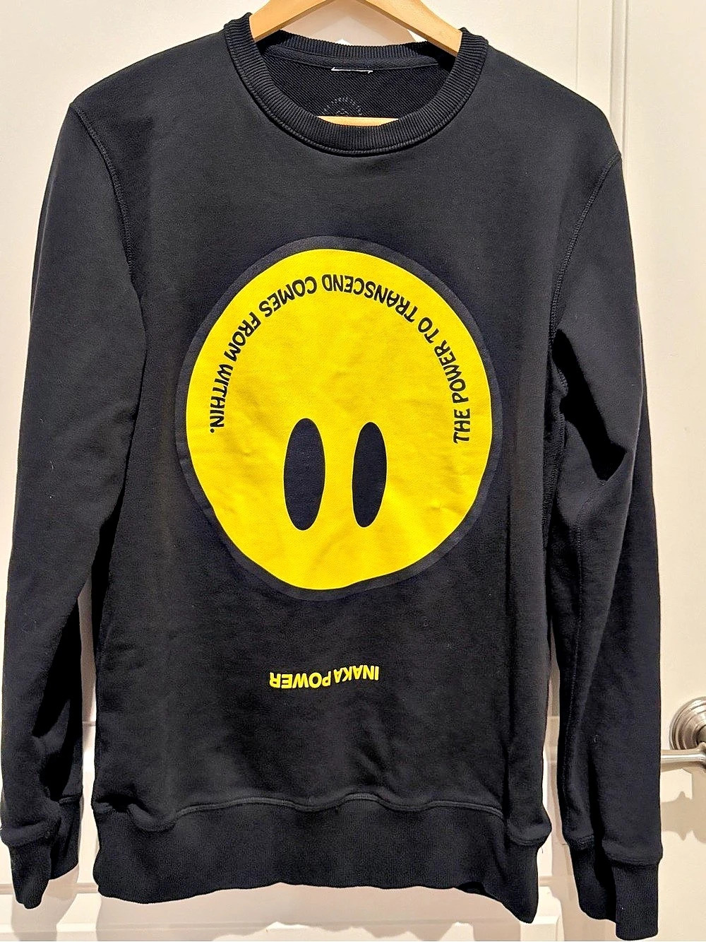 Inaka Power Upside Down Smiley Crewneck Sweatshirt Black Crewneck Sweatshirt, Me